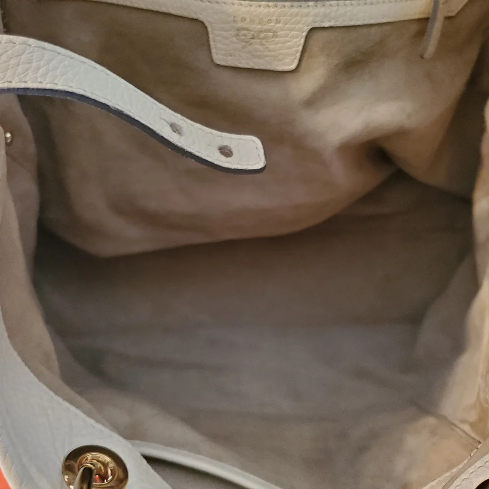 Vintage Anya Hindmarch Signature Striped bucket bag with metal foxhead handles - Picture 14 of 16